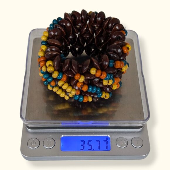 Colourful Beaded Wide Stretch Bracelet - Picture 4 of 4